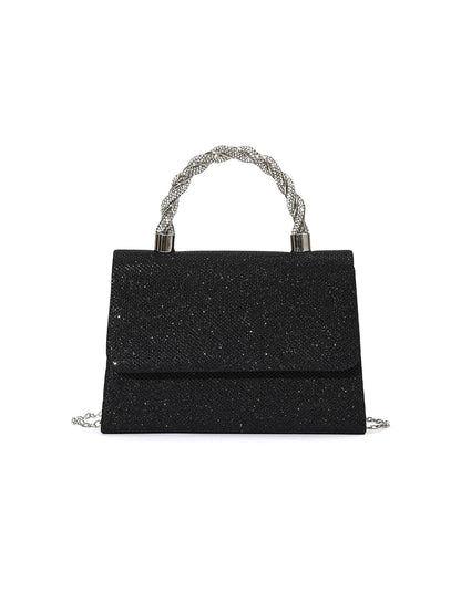 Crystal Handle Shimmer Bag — Structured Modern Elegance