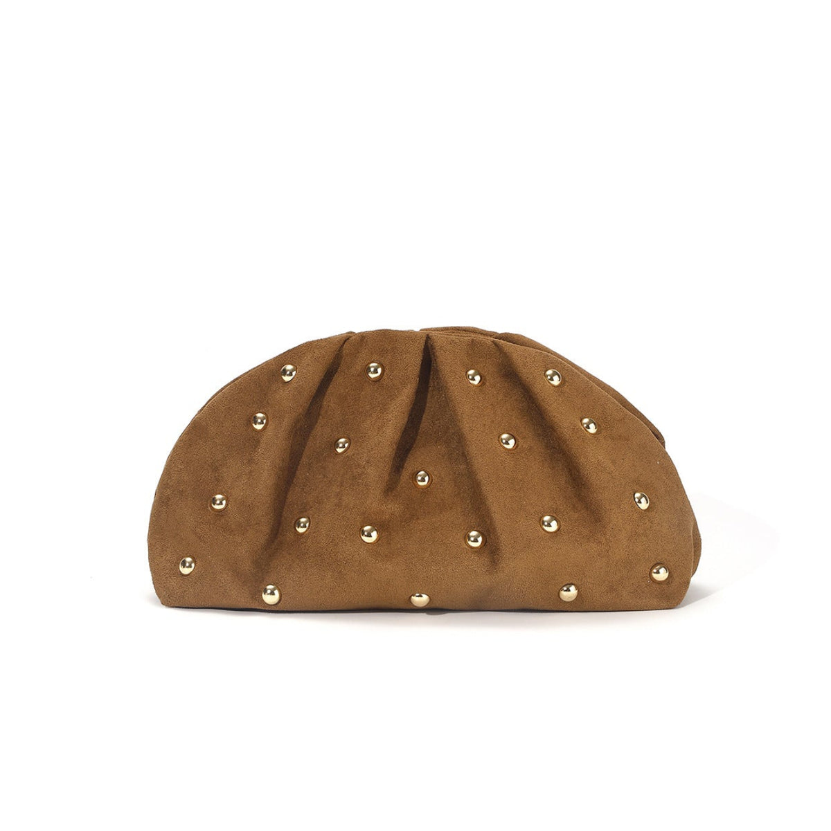 Sculpted Studded Clutch — Soft Ruched Evening Bag