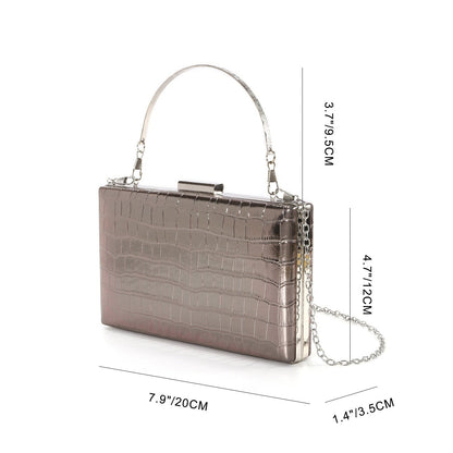Metallic Croc-Effect Structured Evening Bag