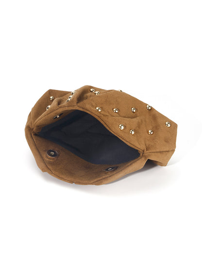 Sculpted Studded Clutch — Soft Ruched Evening Bag