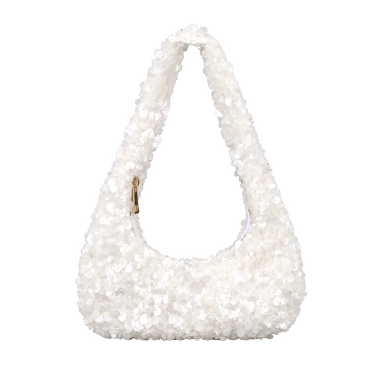 Pearl Sequin Shoulder Bag — Soft Evening Elegance