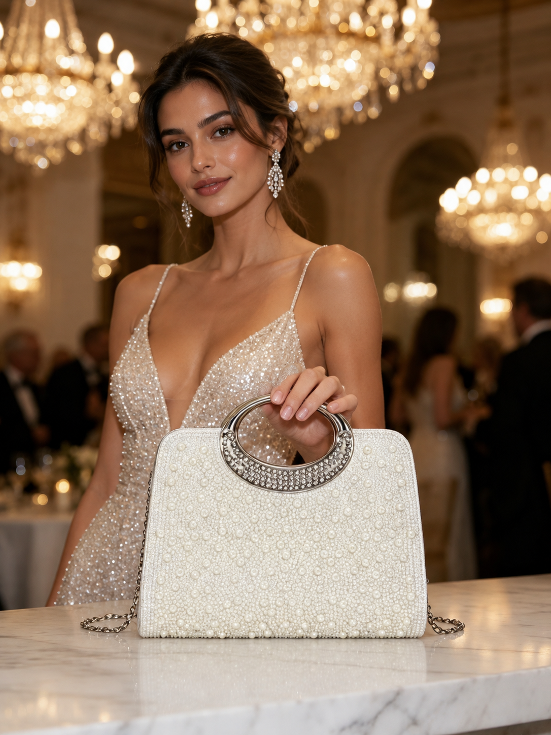 Pearl Top Handle Bag — Sculpted Elegance