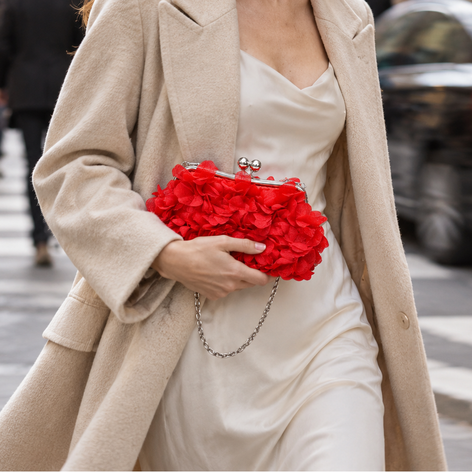 3D Floral Petal Evening Clutch
