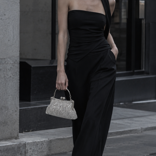 Rhinestone Mesh Frame Evening Bag