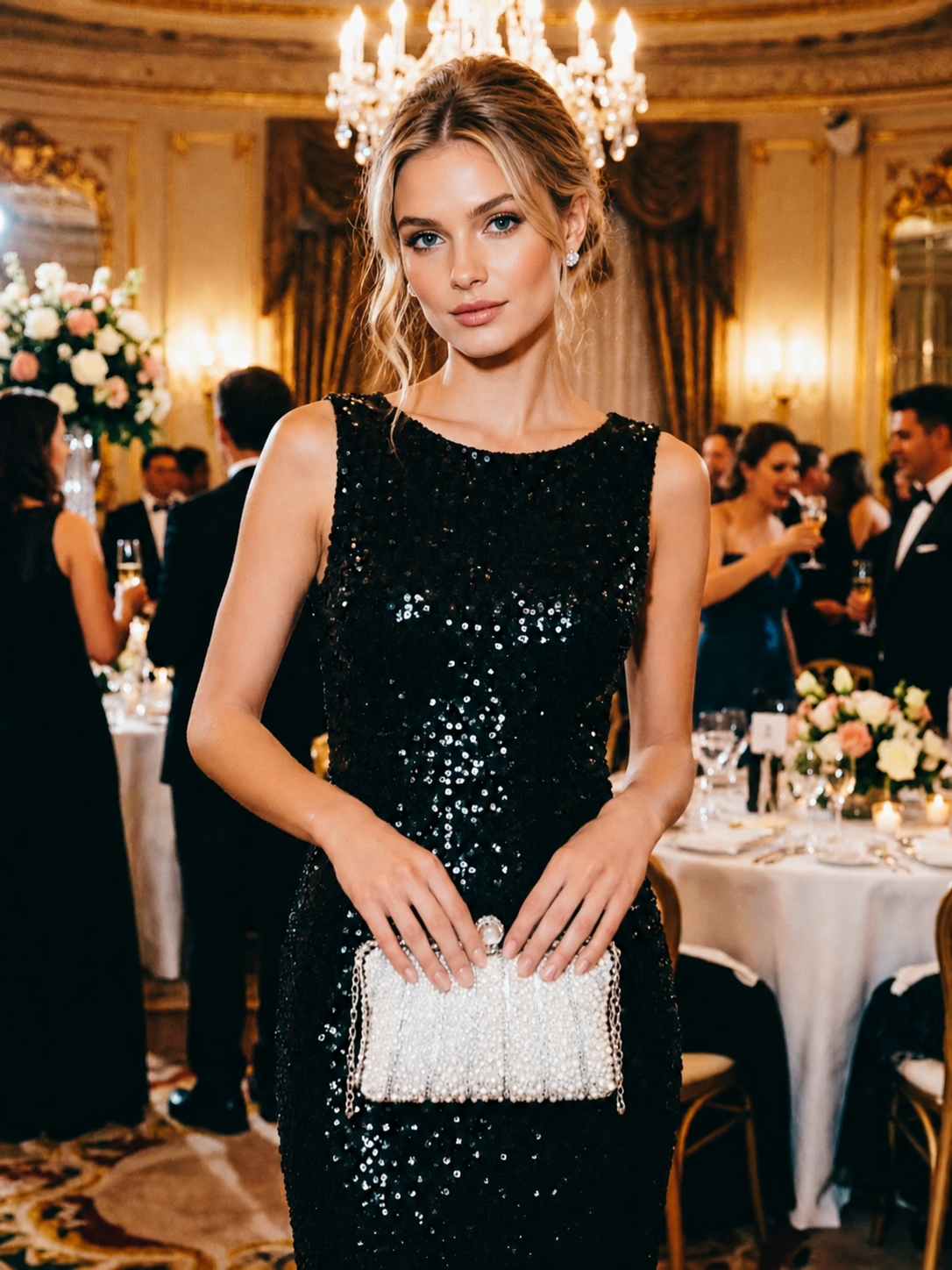 Pearl Crystal Clutch — Sculpted Evening Elegance