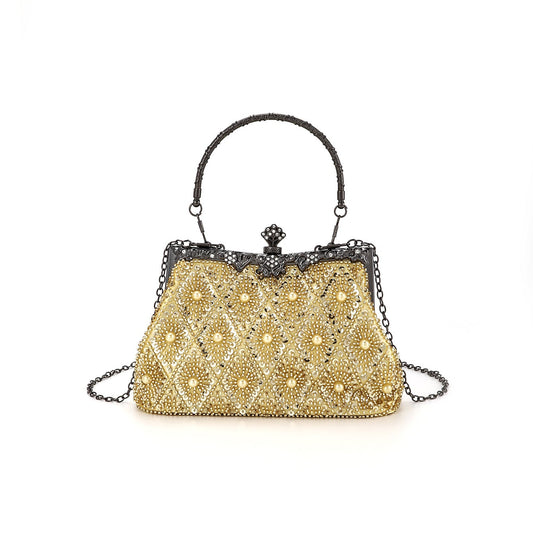 Regal Beaded Frame Bag — Vintage Floral Elegance