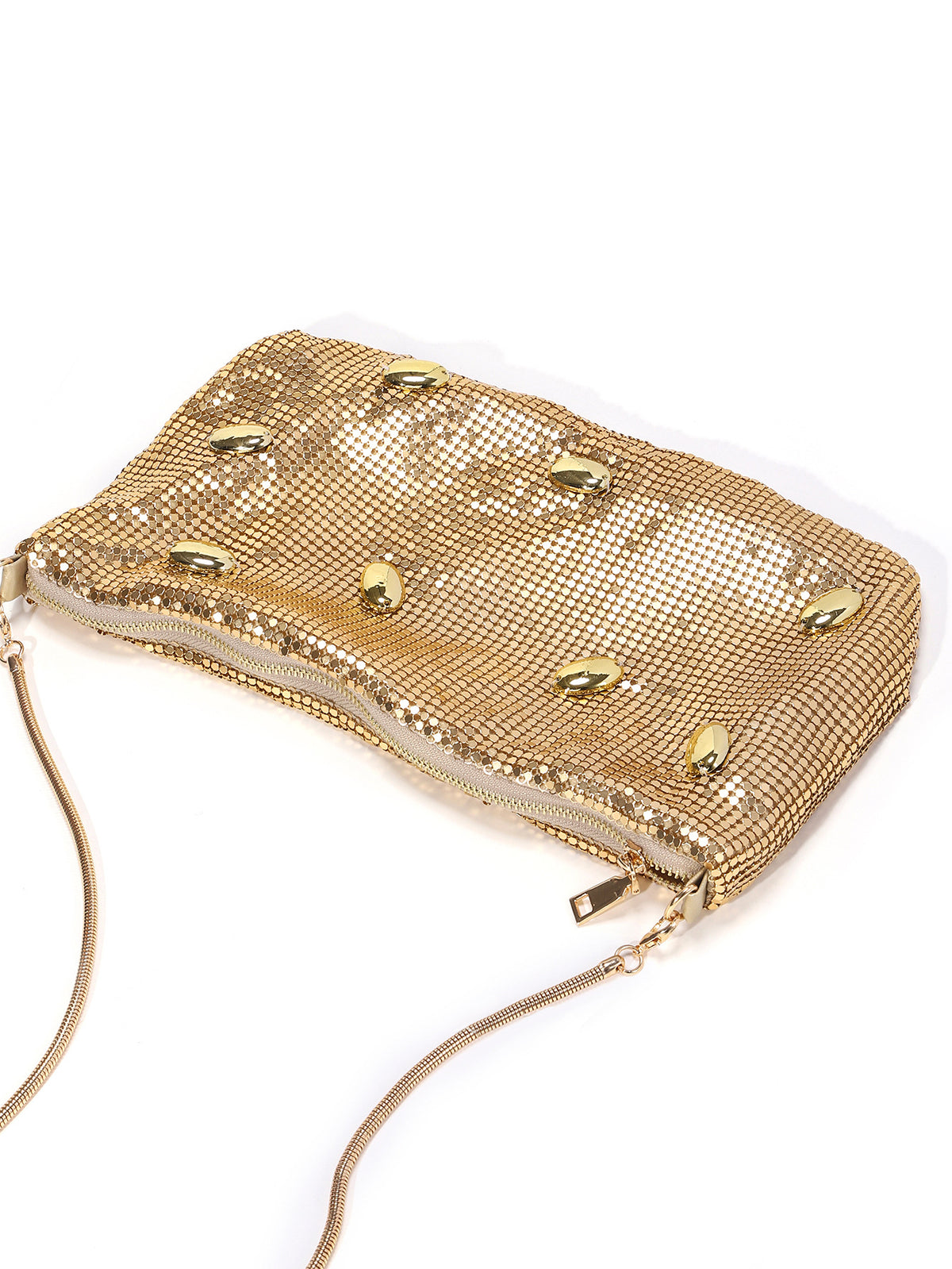 Golden Mesh Hobo Bag — Sculpted Metallic Shine