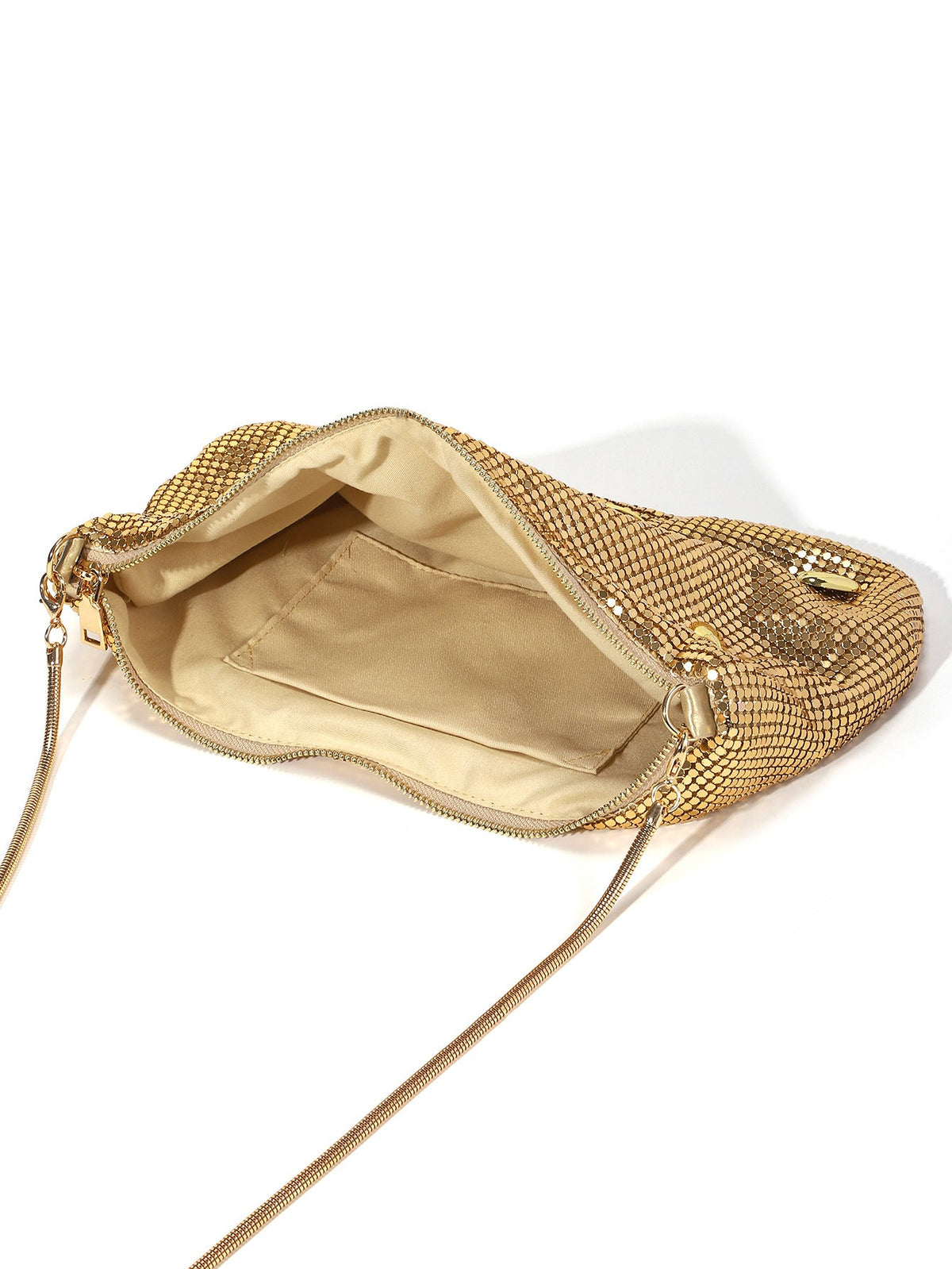 Golden Mesh Hobo Bag — Sculpted Metallic Shine