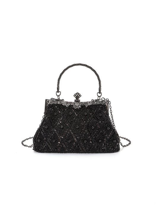Regal Beaded Frame Bag — Vintage Floral Elegance