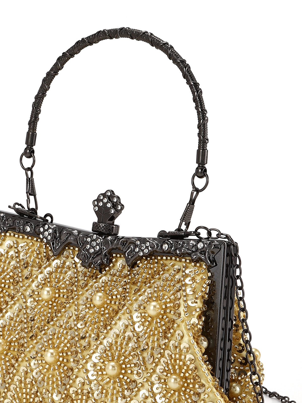 Regal Beaded Frame Bag — Vintage Floral Elegance