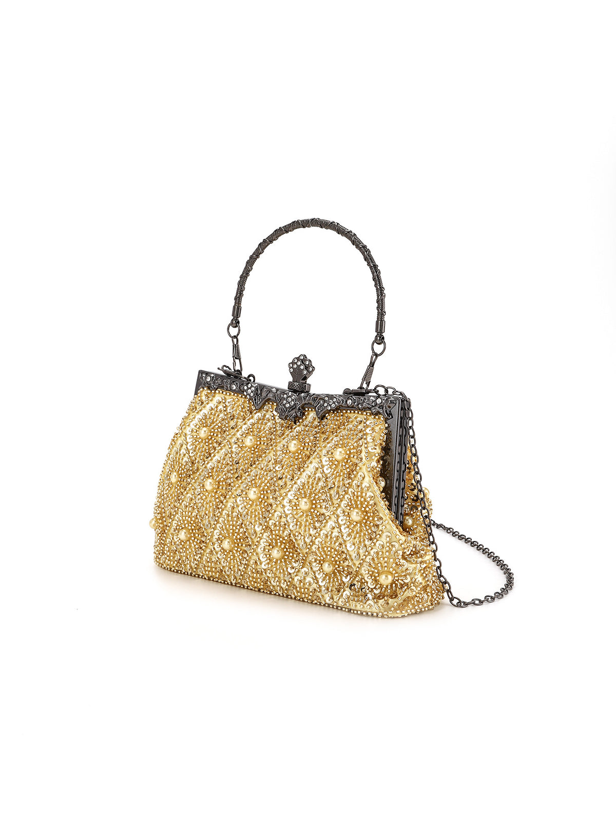 Regal Beaded Frame Bag — Vintage Floral Elegance