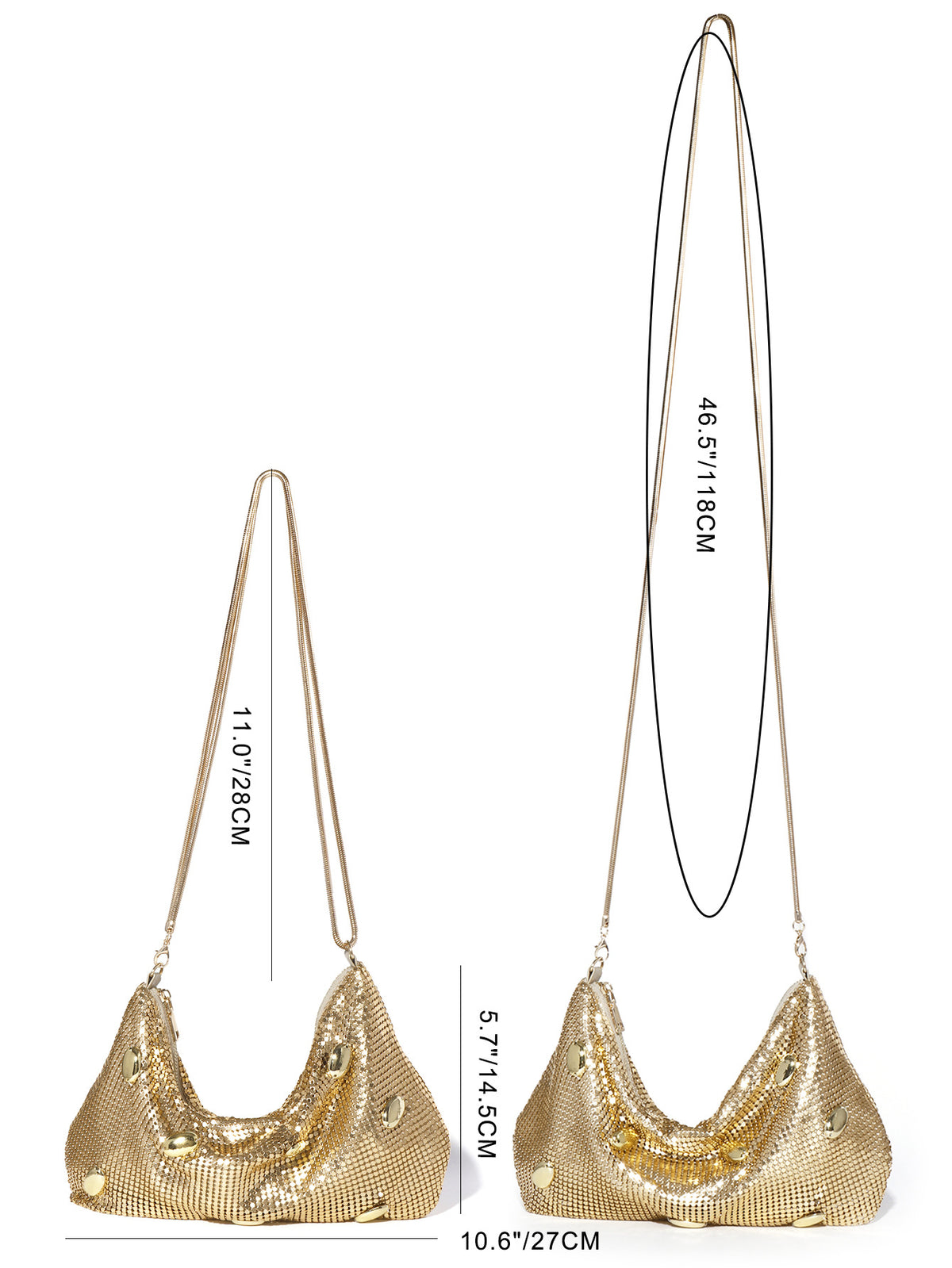 Golden Mesh Hobo Bag — Sculpted Metallic Shine