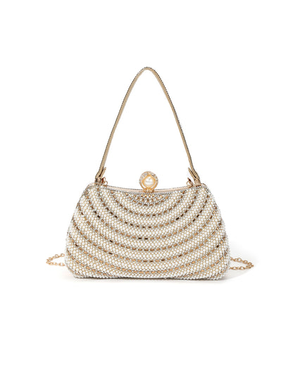 Draped Pearl Evening Bag — Sculpted Crystal Elegance