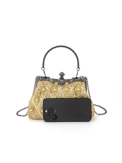 Regal Beaded Frame Bag — Vintage Floral Elegance