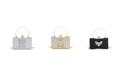 Crystal Pleated Clutch — Sculpted Metallic Shine