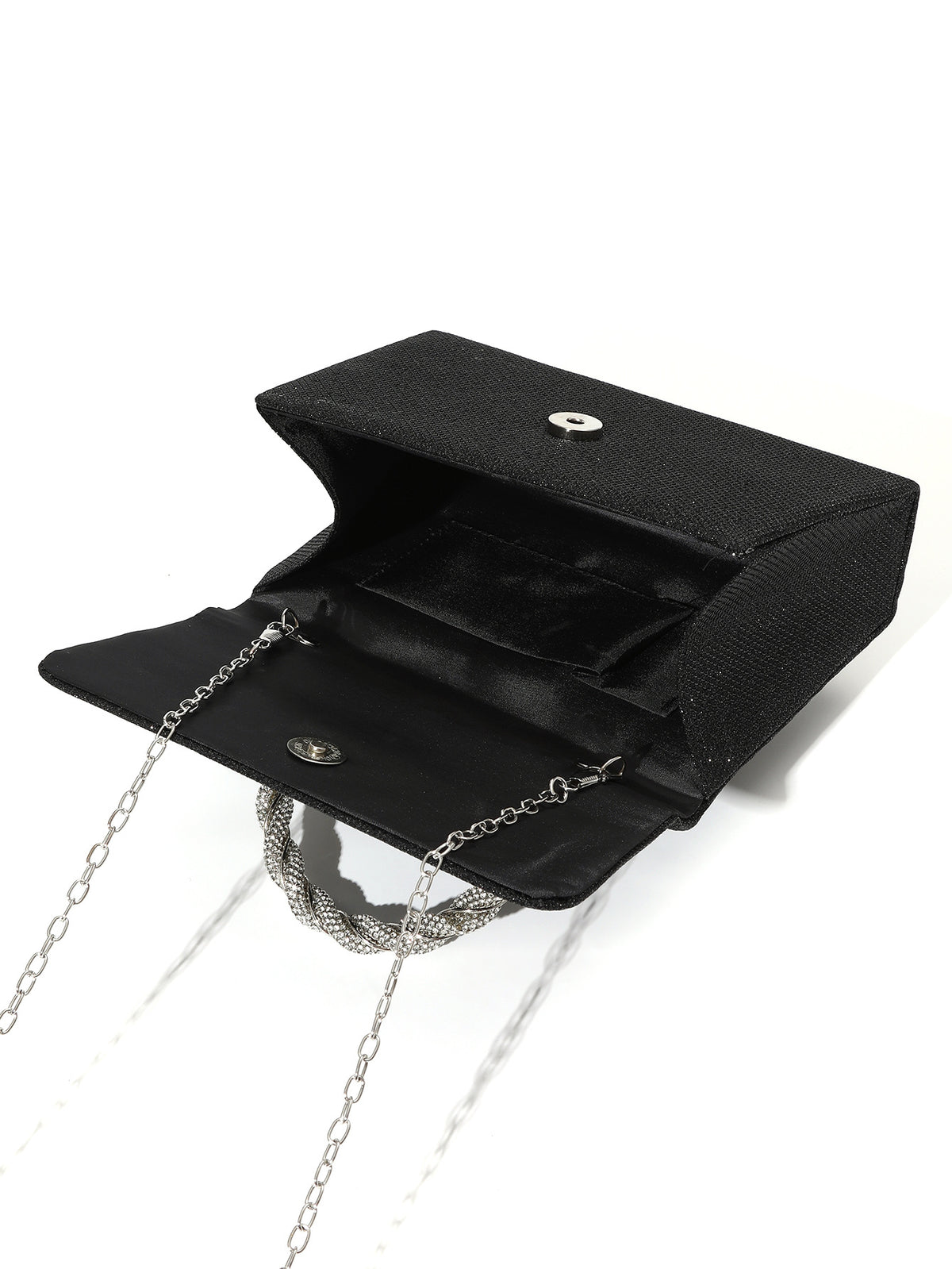 Crystal Handle Shimmer Bag — Structured Modern Elegance