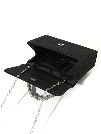 Crystal Handle Shimmer Bag — Structured Modern Elegance