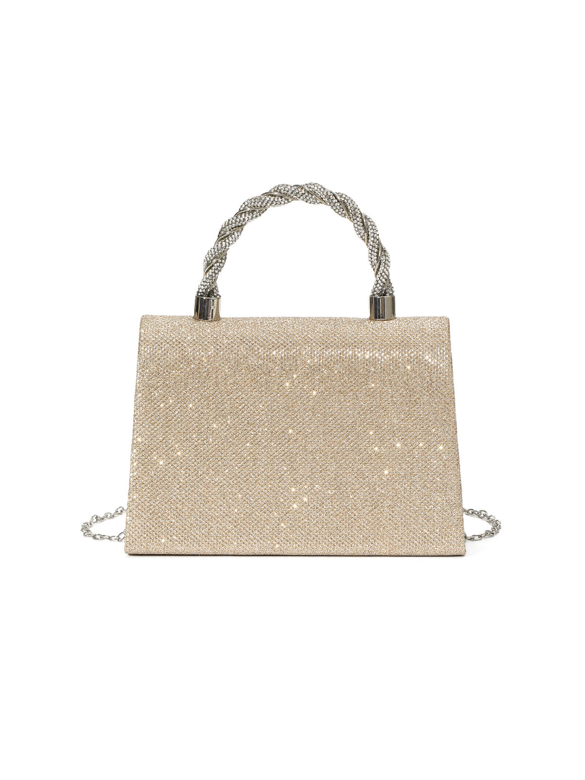 Crystal Handle Shimmer Bag — Structured Modern Elegance